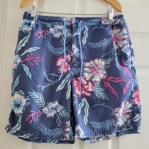 Vineyard Vines Mens Swim Trunks Hawaiian print blue floral size Large board shor